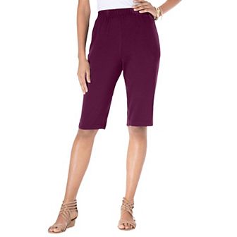 Roaman's Women's Plus Size Petite Plus Size Soft Knit Pull-On Bermuda Short