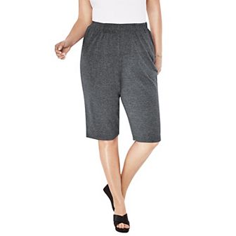 Roaman's Women's Plus Size Petite Plus Size Soft Knit Pull-On Bermuda Short