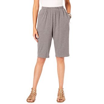 Roaman's Women's Plus Size Petite Plus Size Soft Knit Pull-On Bermuda Short