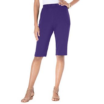 Roaman's Women's Plus Size Petite Plus Size Soft Knit Pull-On Bermuda Short