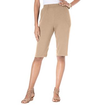 Roaman's Women's Plus Size Petite Plus Size Soft Knit Pull-On Bermuda Short