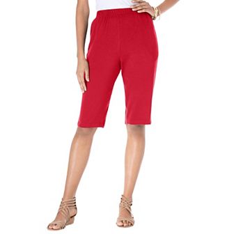 Roaman's Women's Plus Size Petite Plus Size Soft Knit Pull-On Bermuda Short