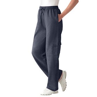 Woman Within Plus Size Petite Better-Fleece Pull-On Cargo Sweatpants