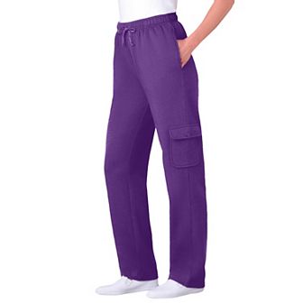 Woman Within Plus Size Petite Better-Fleece Pull-On Cargo Sweatpants