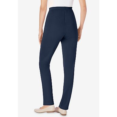 Woman Within Plus Size Petite The Hassle-Free Elastic-Waist Soft Knit Pant