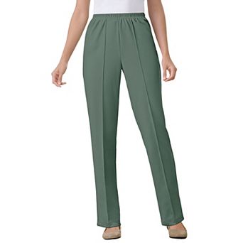 Woman Within Plus Size Petite Knit Hassle-Free Pull-On Elastic-Waist Pants