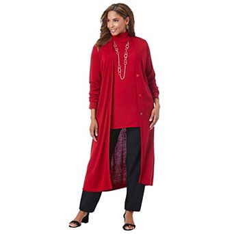 Jessica London Women's Plus Size Fine Gauge Duster Cardigan