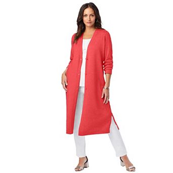 Jessica London Women's Plus Size Fine Gauge Duster Cardigan