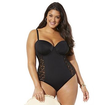 Swimsuits for All Women's Crochet Underwire One Piece Swimsuit