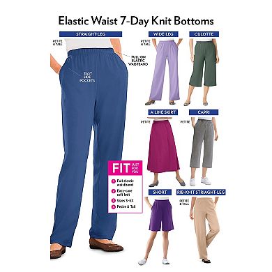 Woman Within Plus Size Petite 7-Day Knit Ribbed Straight-Leg Pull-On Pants