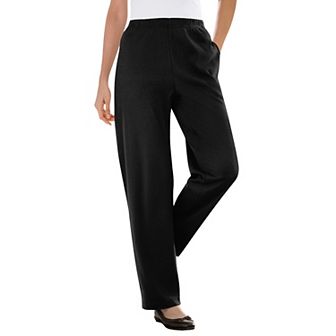 Woman Within Plus Size Petite 7-Day Knit Ribbed Straight-Leg Pull-On Pants