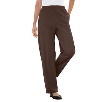Woman Within Plus Size Petite 7-Day Knit Ribbed Straight-Leg Pull-On Pants