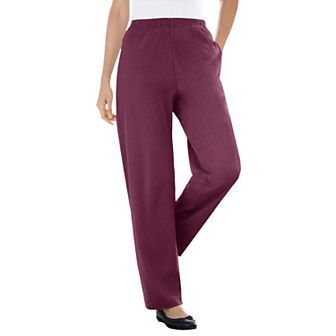 Woman Within Plus Size Petite 7-Day Knit Ribbed Straight-Leg Pull-On Pants