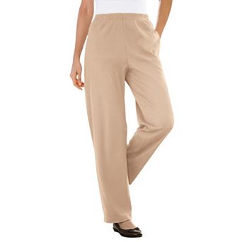 Woman Within Plus Size Petite 7-Day Knit Ribbed Straight-Leg Pull-On Pants