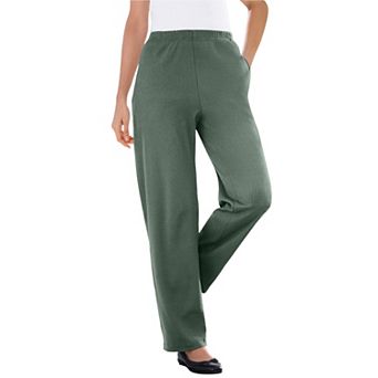 Woman Within Plus Size Petite 7-Day Knit Ribbed Straight-Leg Pull-On Pants