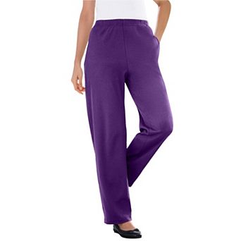 Woman Within Plus Size Petite 7-Day Knit Ribbed Straight-Leg Pull-On Pants