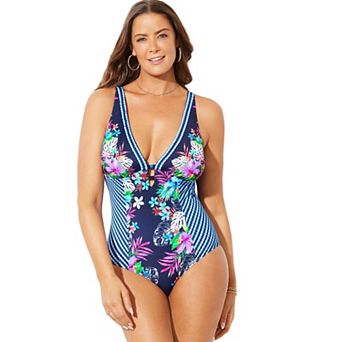 Swimsuits for All Women's Deep V-Neck One Piece Swimsuit