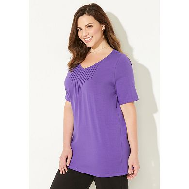 Catherines Women's Plus Size Suprema Pintuck Tee