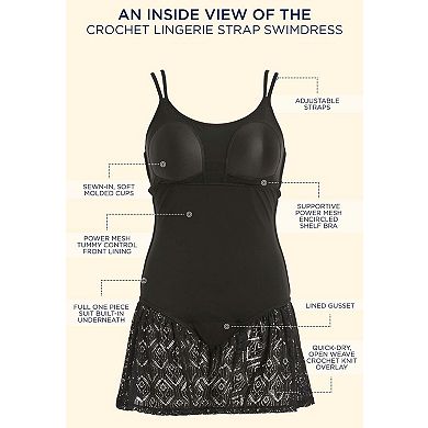 Swimsuits for All Women's Crochet Lingerie Strap Swimdress