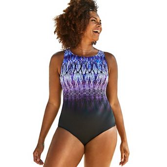 Swimsuits for All Women's Chlorine Resistant High Neck Tummy Control One Piece Swimsuit