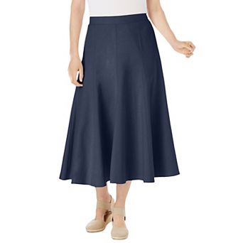 Woman Within Plus Size Petite Linen-Blend Skirt