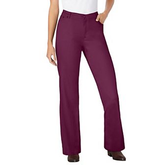 Woman Within Plus Size Petite Stretch Denim Wide-Leg Five-Pocket Jeans