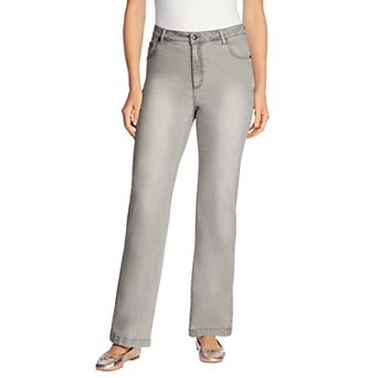 Woman Within Plus Size Petite Stretch Denim Wide-Leg Five-Pocket Jeans