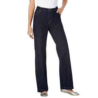 Woman Within Plus Size Petite Stretch Denim Wide-Leg Five-Pocket Jeans