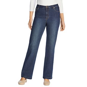 Woman Within Plus Size Petite Stretch Denim Wide-Leg Five-Pocket Jeans