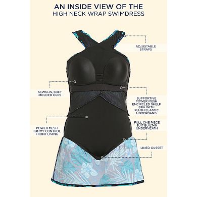 Swimsuits for All Women's High Neck Wrap Swimdress