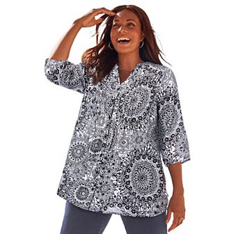 Catherines Women's Plus Size Pintuck Buttonfront Blouse