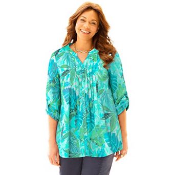 Catherines Women's Plus Size Pintuck Buttonfront Blouse