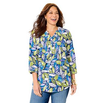Catherines Women's Plus Size Pintuck Buttonfront Blouse