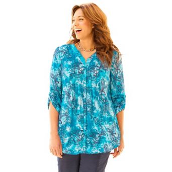 Catherines Women's Plus Size Pintuck Buttonfront Blouse