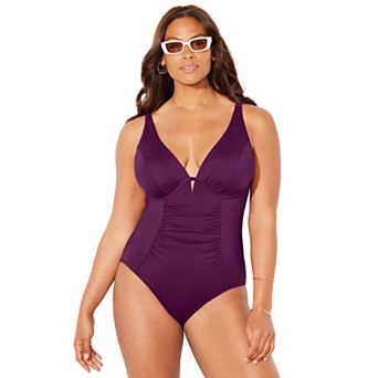 Swimsuits for All Women's Shirred Underwire One Piece Swimsuit