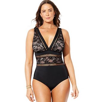 Swimsuits for All Women's Lace Lattice One Piece Swimsuit