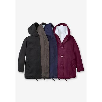 Woman Within Plus Size Sherpa-Lined Hooded Parka