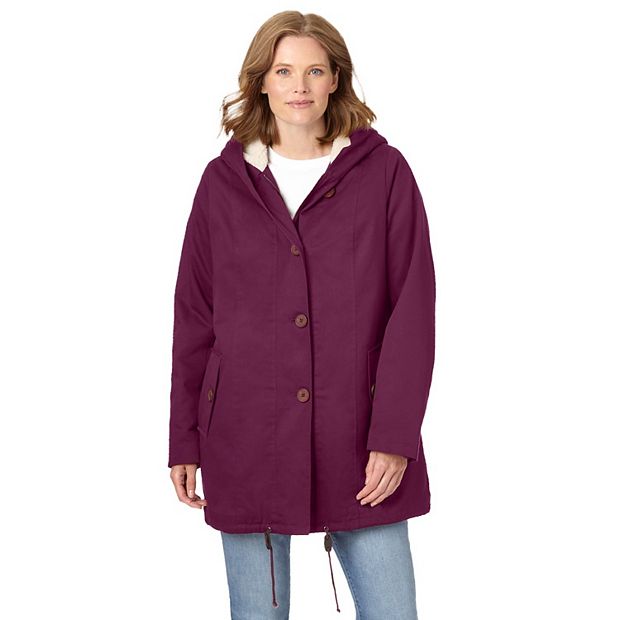 Woman Within Women s Plus Size Sherpa Lined Hooded Parka