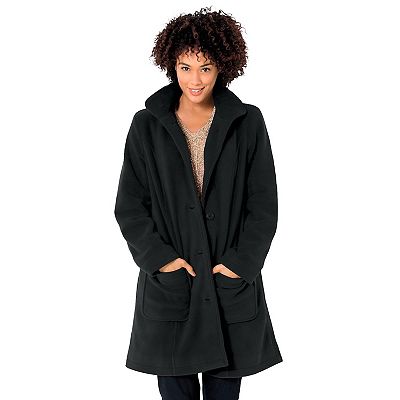 Woman Within Women s Plus Size Hooded A line Fleece Coat