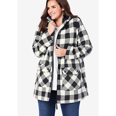 Woman Within Plus Size Hooded Fleece Coat