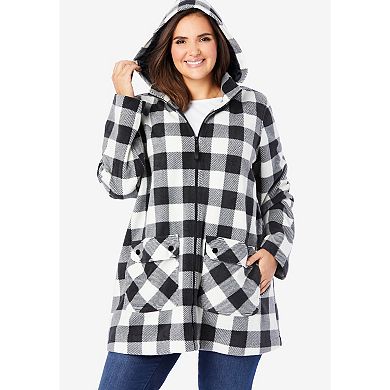 Woman Within Plus Size Hooded Fleece Coat