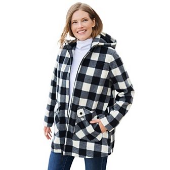 Woman Within Plus Size Hooded Fleece Coat
