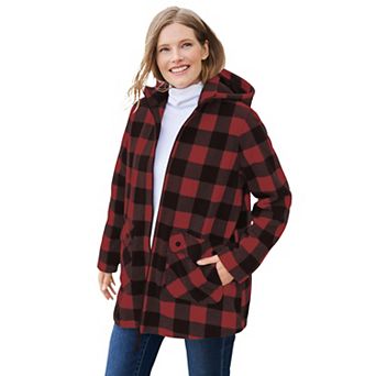 Woman Within Plus Size Hooded Fleece Coat