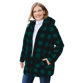 Woman Within Plus Size Hooded Fleece Coat