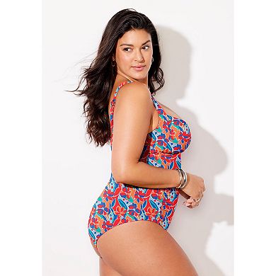 Swimsuits for All Women's Ruched Twist Front One Piece Swimsuit