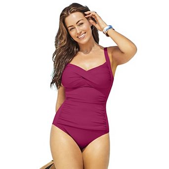 Swimsuits for All Women's Ruched Twist Front One Piece Swimsuit