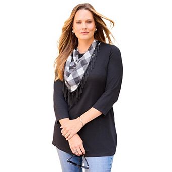 Catherines Women's Plus Size Impossibly Soft Tunic & Scarf Duet