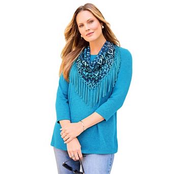 Catherines Women's Plus Size Impossibly Soft Tunic & Scarf Duet