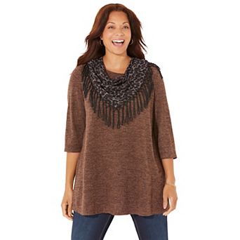 Catherines Women's Plus Size Impossibly Soft Tunic & Scarf Duet