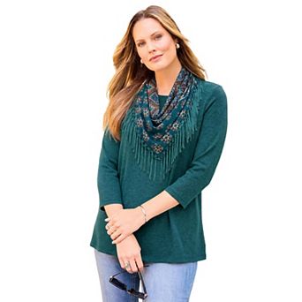 Catherines Women's Plus Size Impossibly Soft Tunic & Scarf Duet